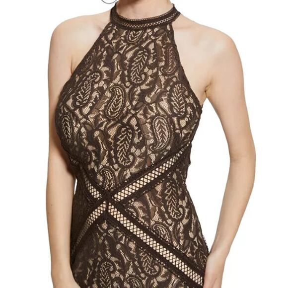 Guess New Liza Lace Halter Sleeveless Maxi Gown Dress Dark Coffee - Small - $178 - Picture 10 of 11